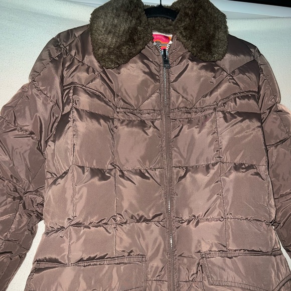 Vintage 70s Ms. Pioneer Puffer Coat Jacket Northern Down Full Zip Brown Women Lg - Picture 3 of 8